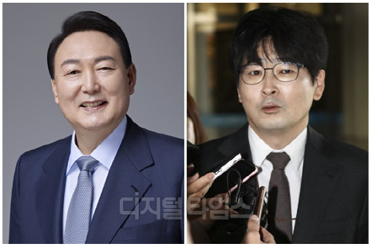 윤석열 대통령(왼쪽)과 탁현민 전 청와대 의전비서관. <국민의힘 제공, 연합뉴스>